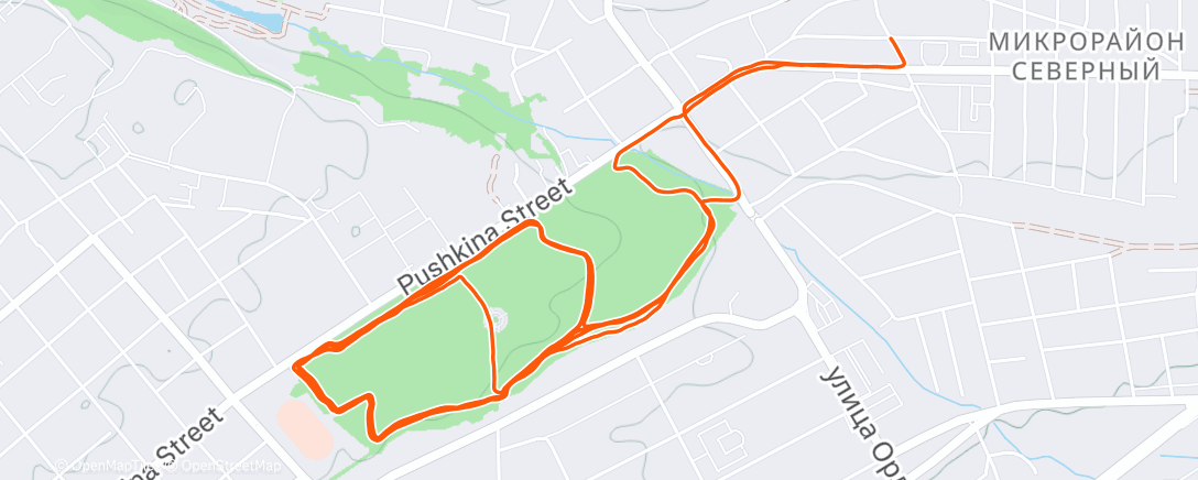 Map of the activity, Дневной забег