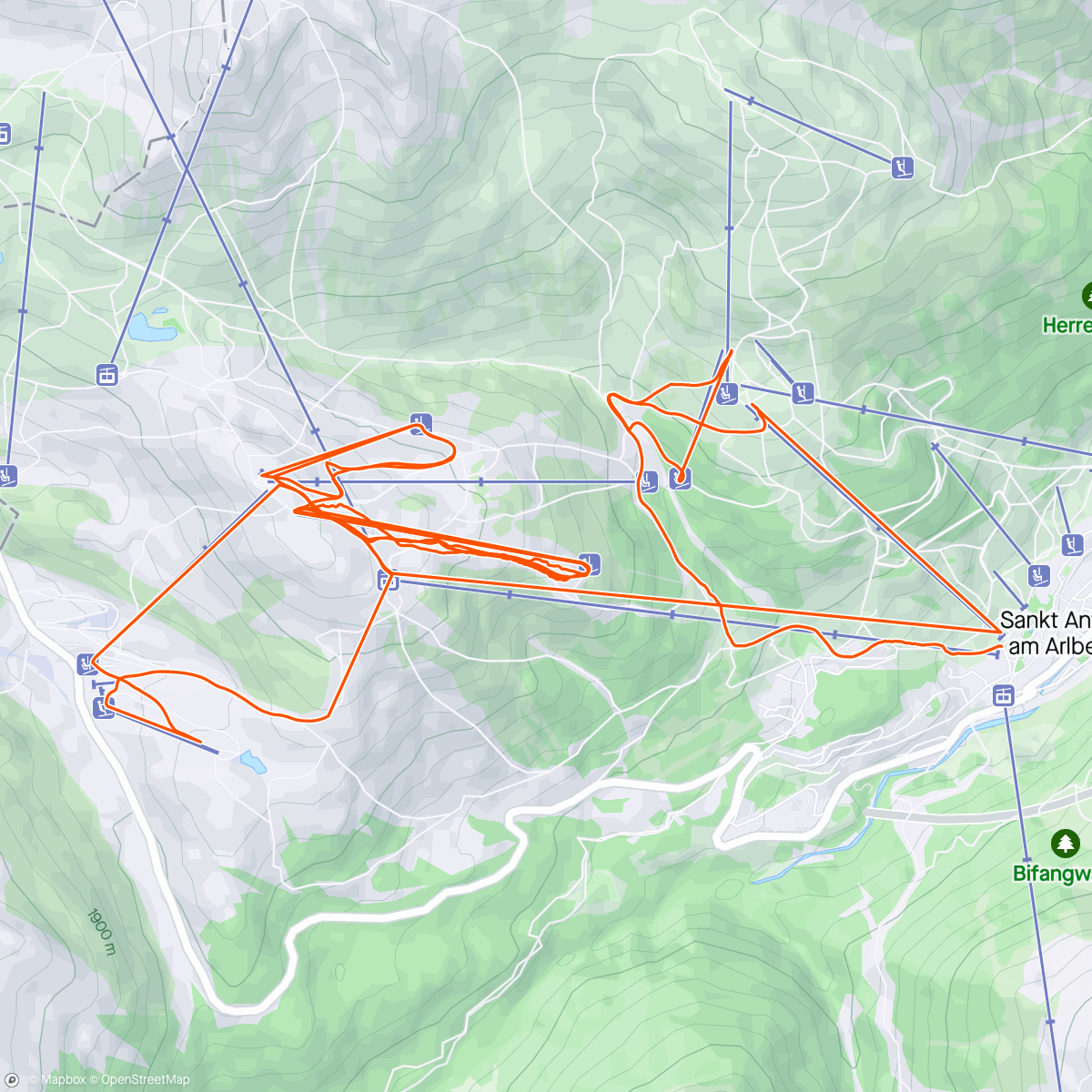 Map of the activity, Skiabfahrt zur Mittagszeit