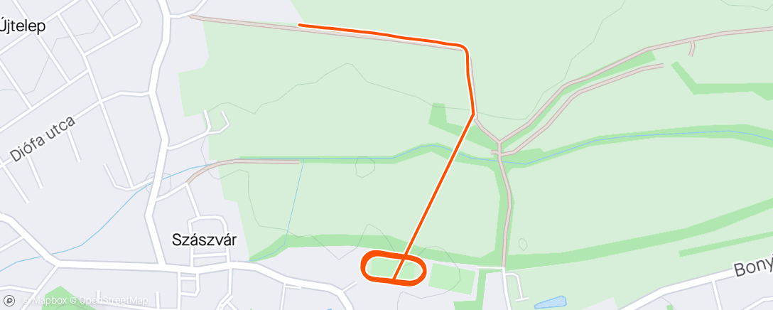 Map of the activity, 1+2x2km közte 10x100m
