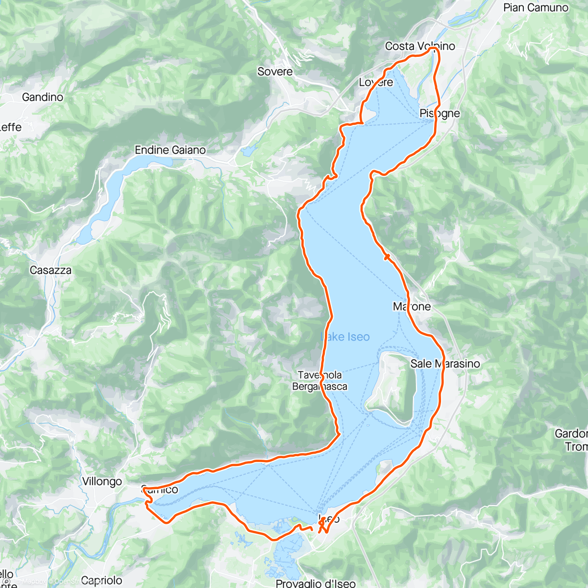 Map of the activity, Giro del lago Sebino