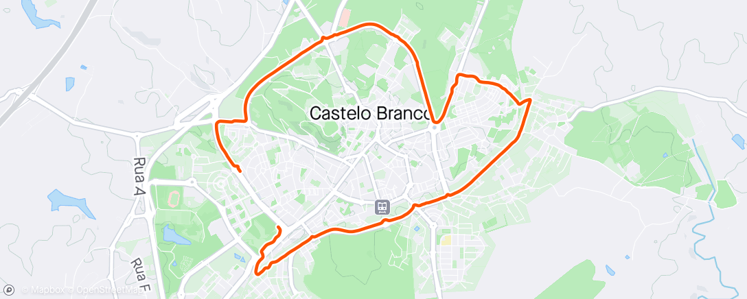 Map of the activity, 5km fast walk + 5km slow run