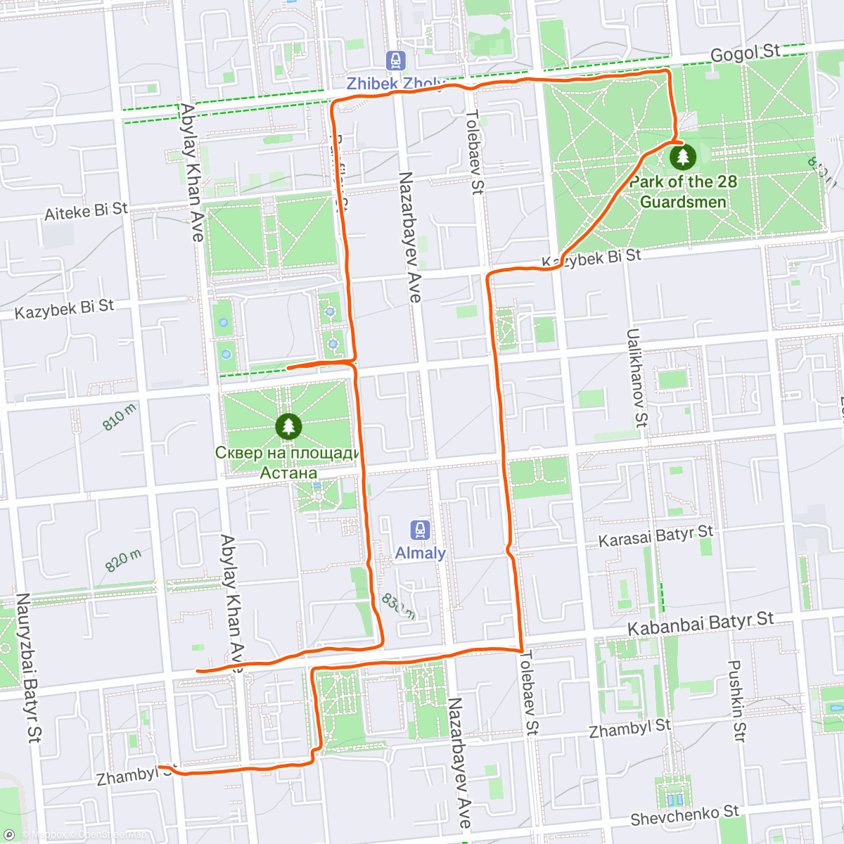 Map of the activity, Дневной забег