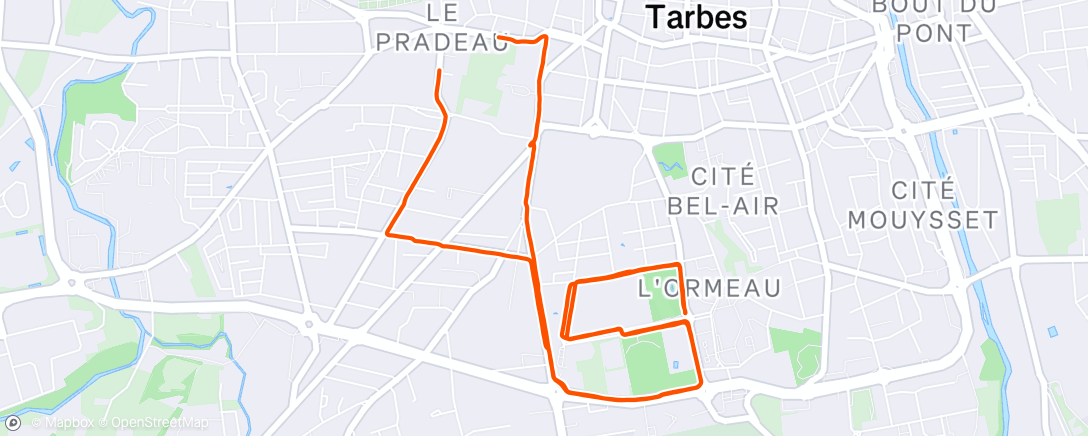 Map of the activity, Course à pied le matin