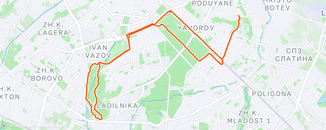 Map of the activity, Evening Run