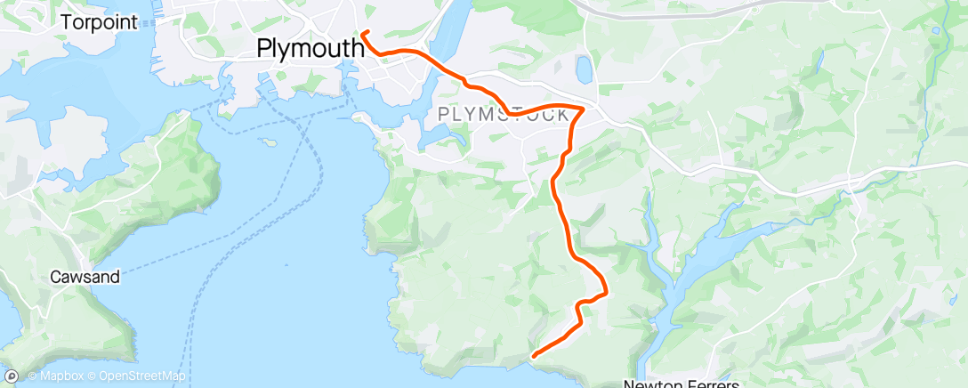 Map of the activity, Run TO Wembury Beach
