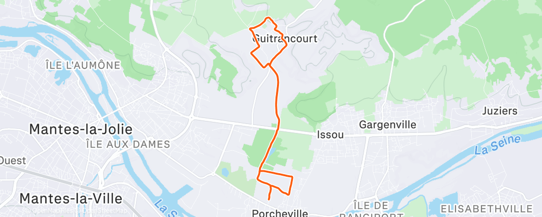 Карта физической активности (Course à pied en soirée)