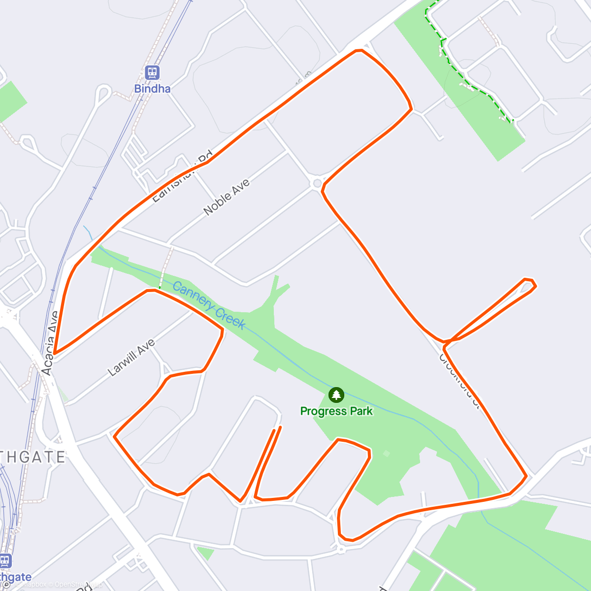 Map of the activity, Walking 1 hour