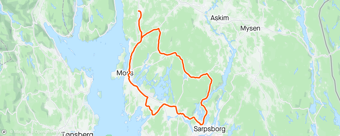 Map of the activity, Trimtex Cycling Team - første fellestrening
