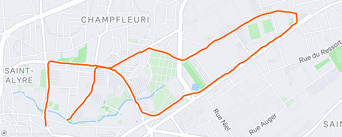 Map of the activity, Course à pied dans l'après-midi