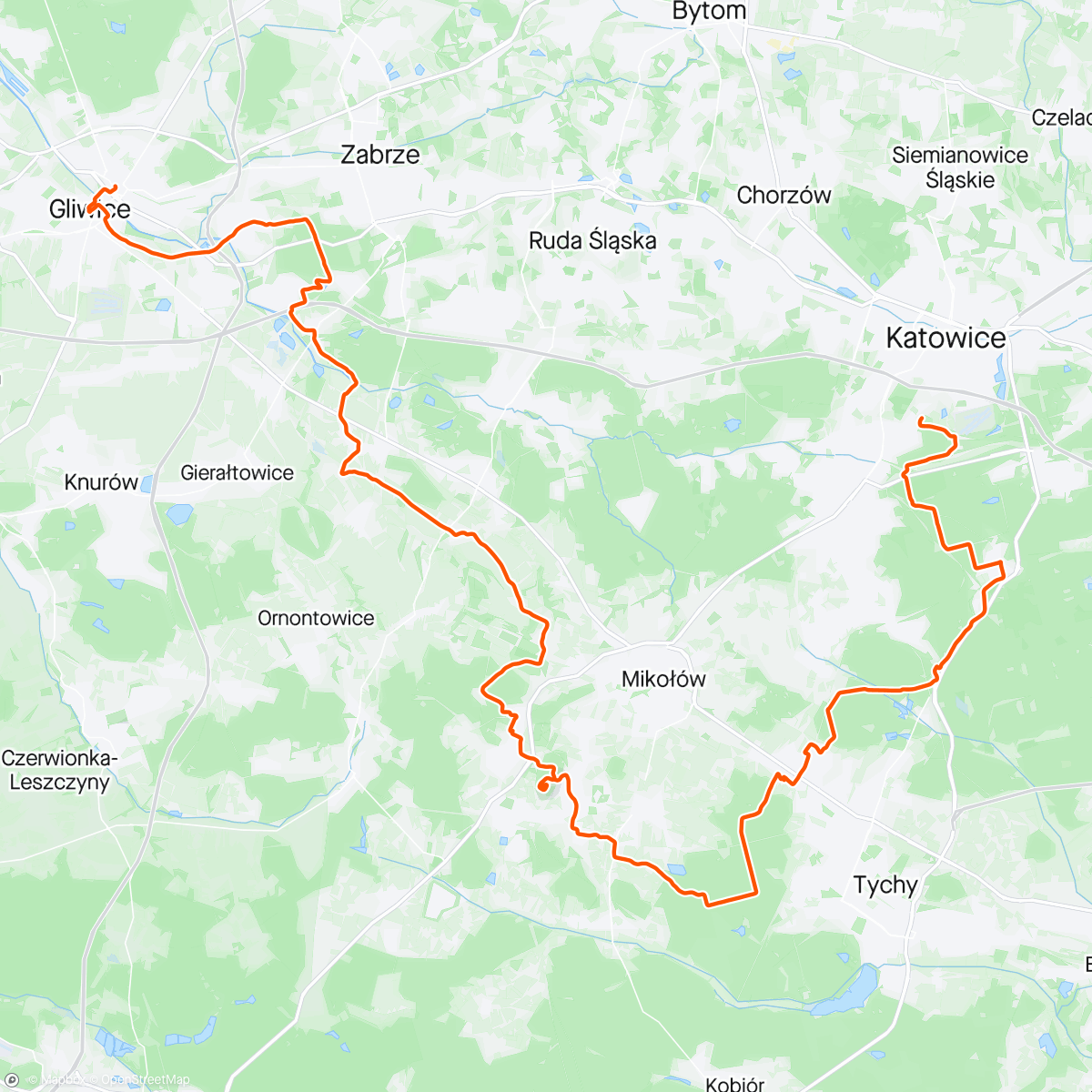 Kaart van de activiteit “1/3 trasy ultra wokół GZM objechana / #57.2024”