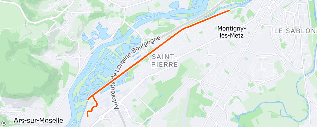 Map of the activity, Course à pied dans l'après-midi