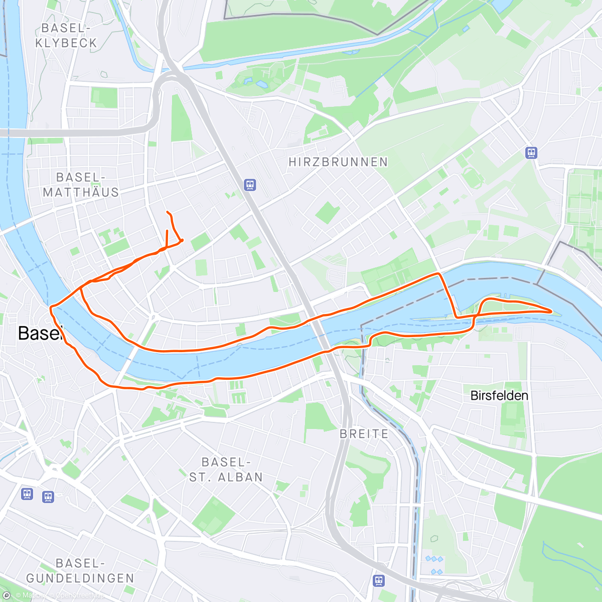 Map of the activity, Rhein run