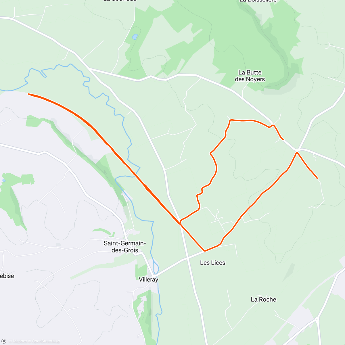 Map of the activity, Course à pied dans l'après-midi