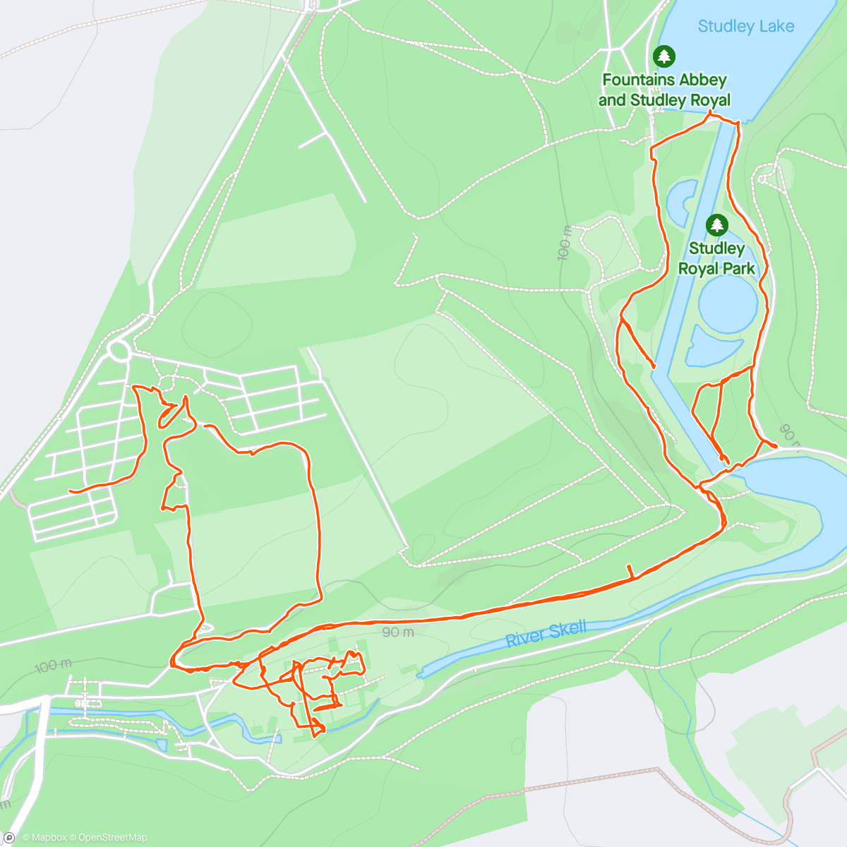 アクティビティ「Fountains Abbey walk」の地図