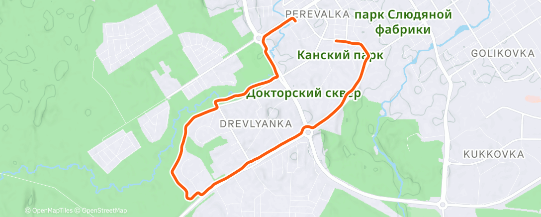 Map of the activity, Evening Run