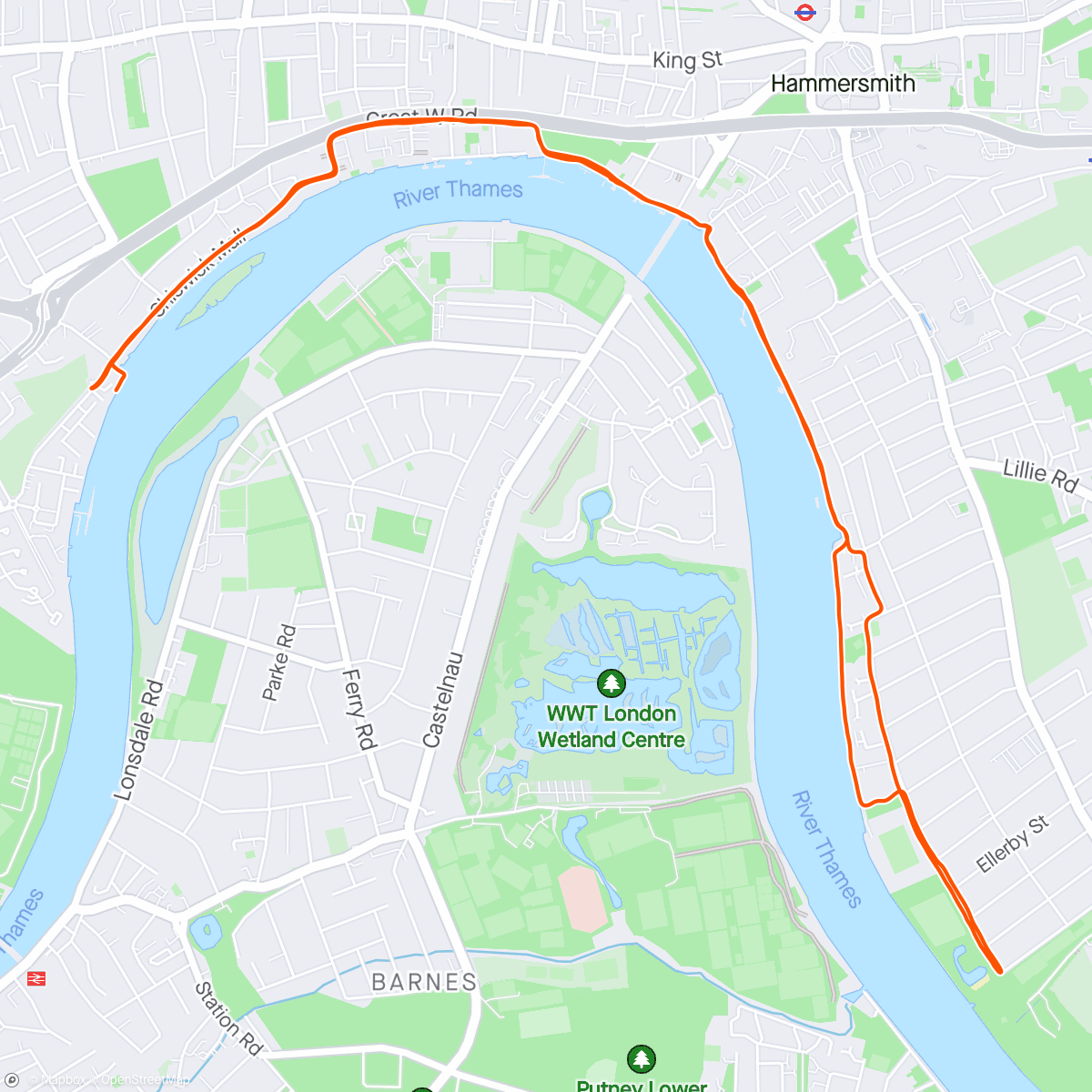 Map of the activity, 4x8’ run off bike, 70.3 prep