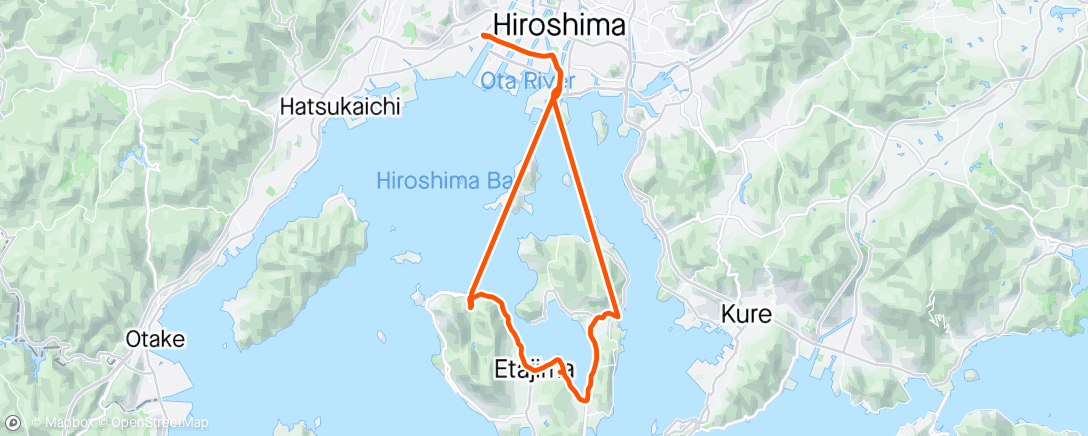 Map of the activity, 2024/05/04　江田島ウォーキング　三高→小用