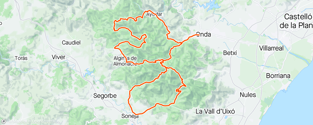 Map of the activity, Desafío 10 picos Sierra de Espadan