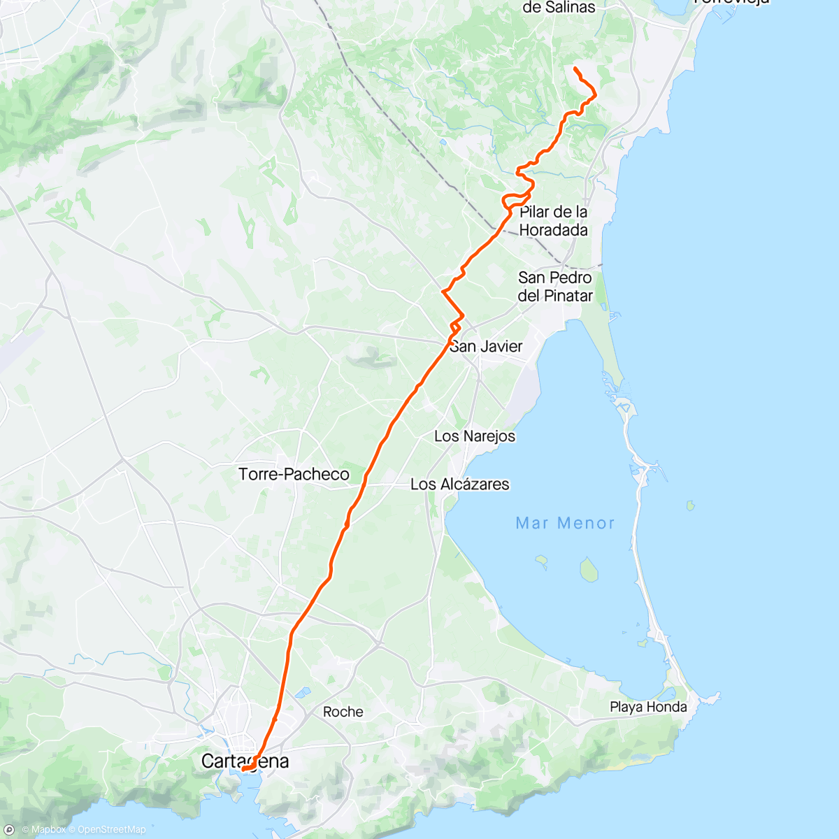 Map of the activity, Straight to Cartagena.