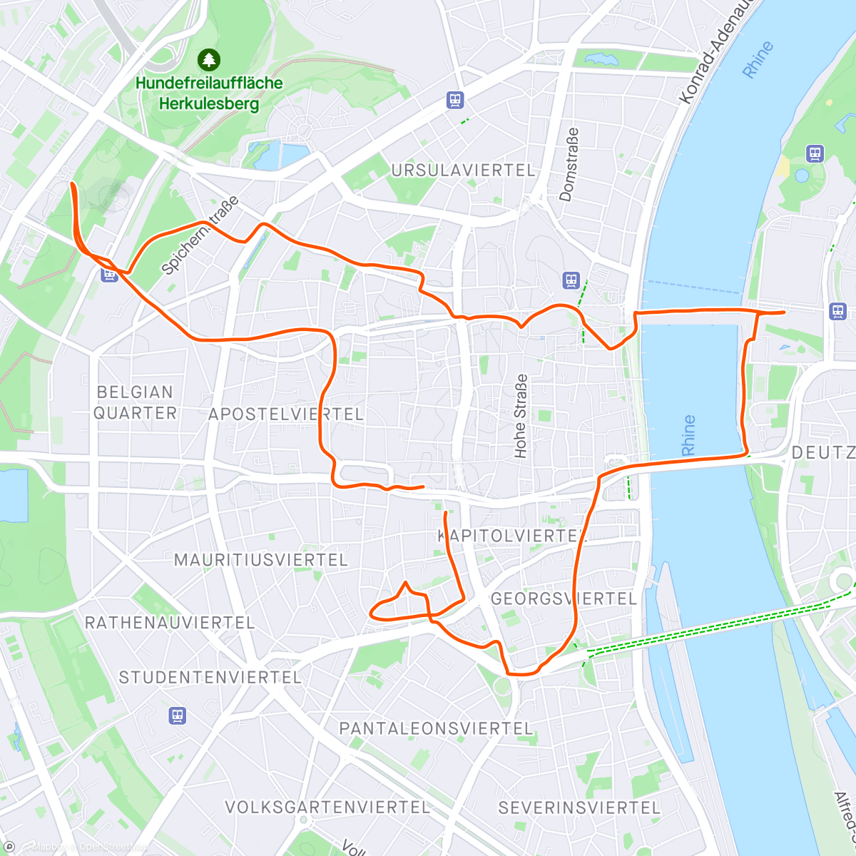 Map of the activity, Cologne rundtomkring