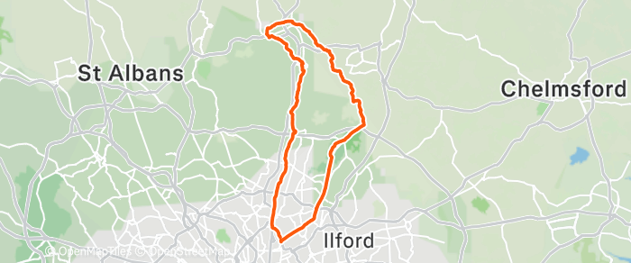 Route map for WARE (CAFE AT END) – CROOKED BILLET – G1/2 54MI 1900FT G3U 47MI 1600FT G3L 34MI 1100FT