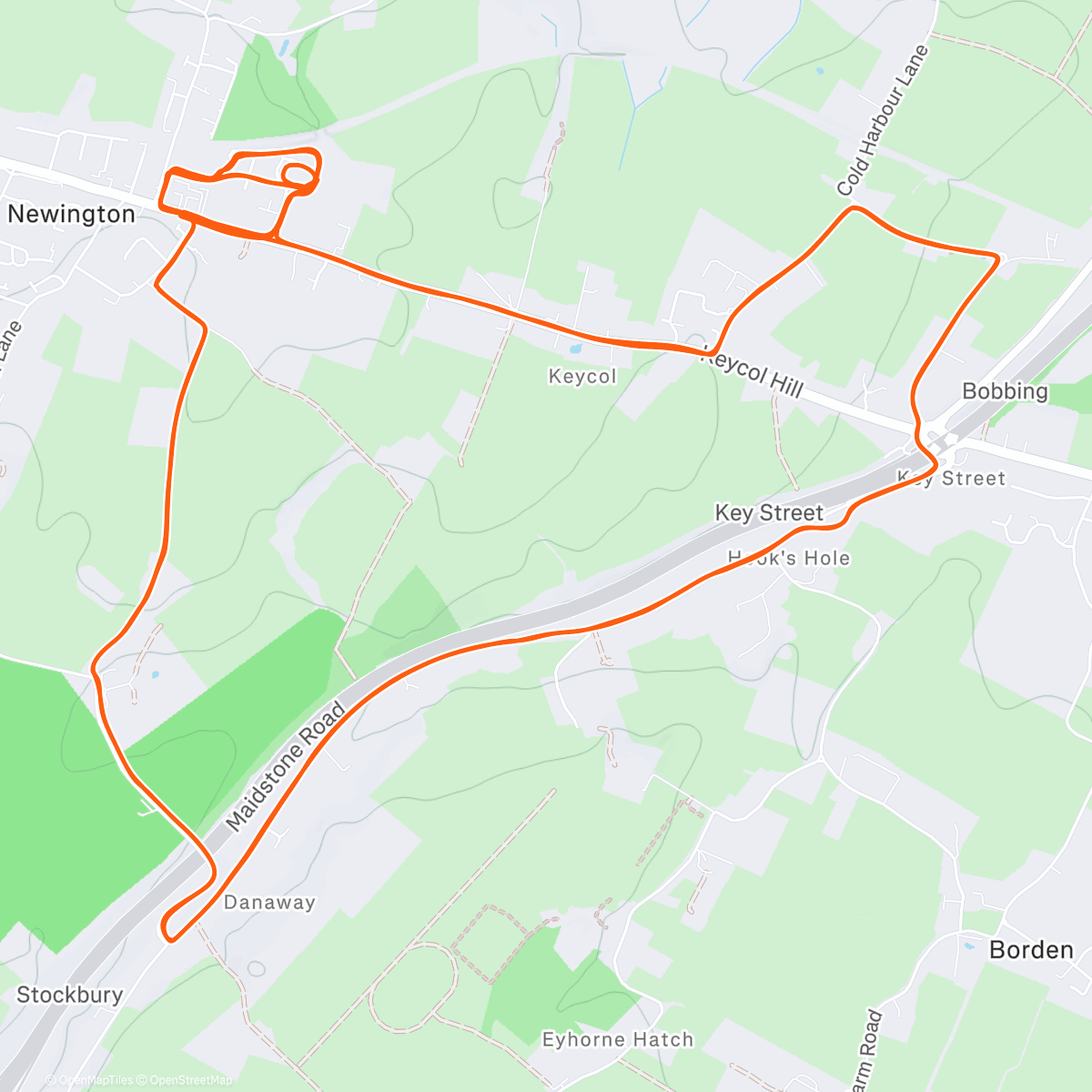 Map of the activity, Run streak Day 3283 (33,323km).