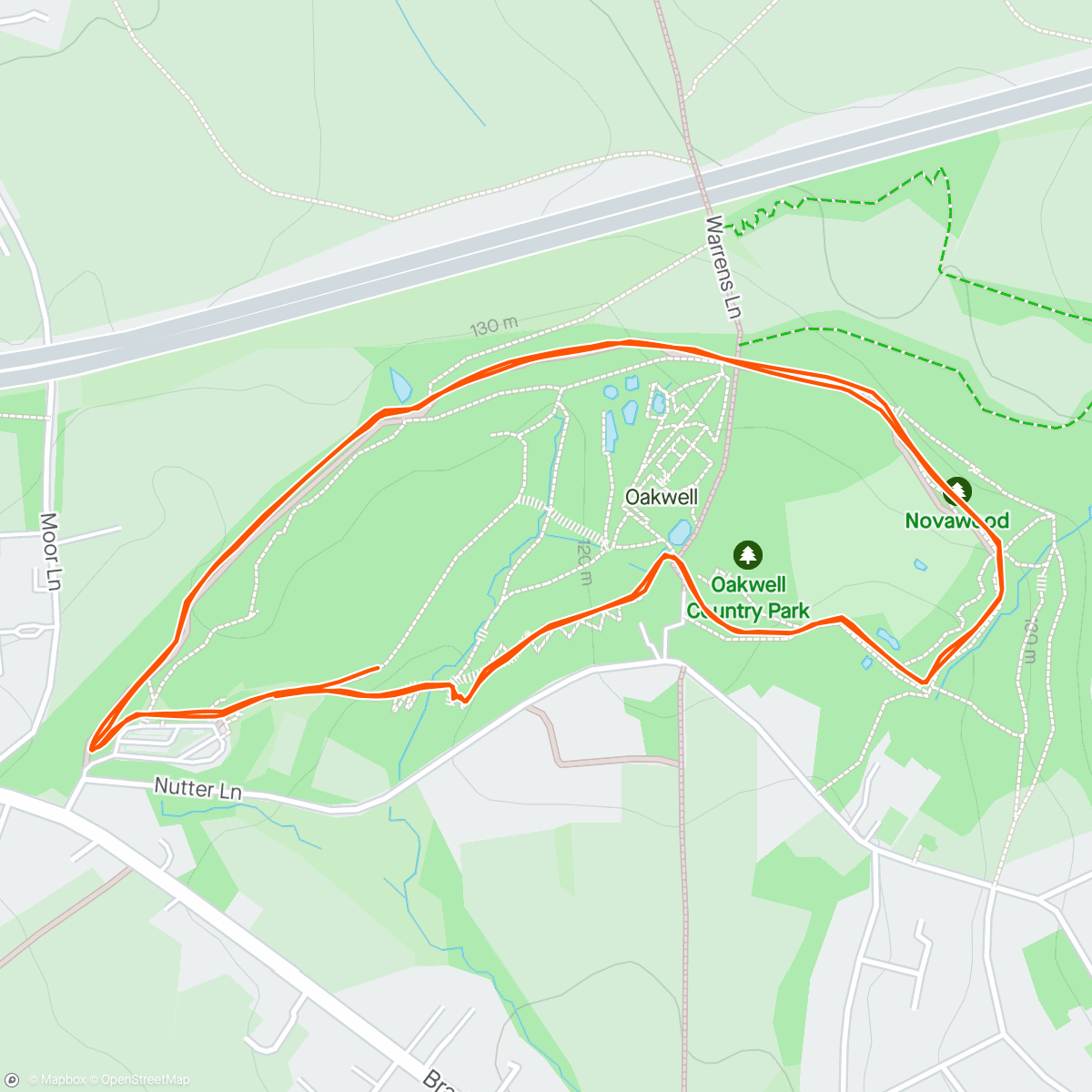 Map of the activity, Oakwell Parkrun