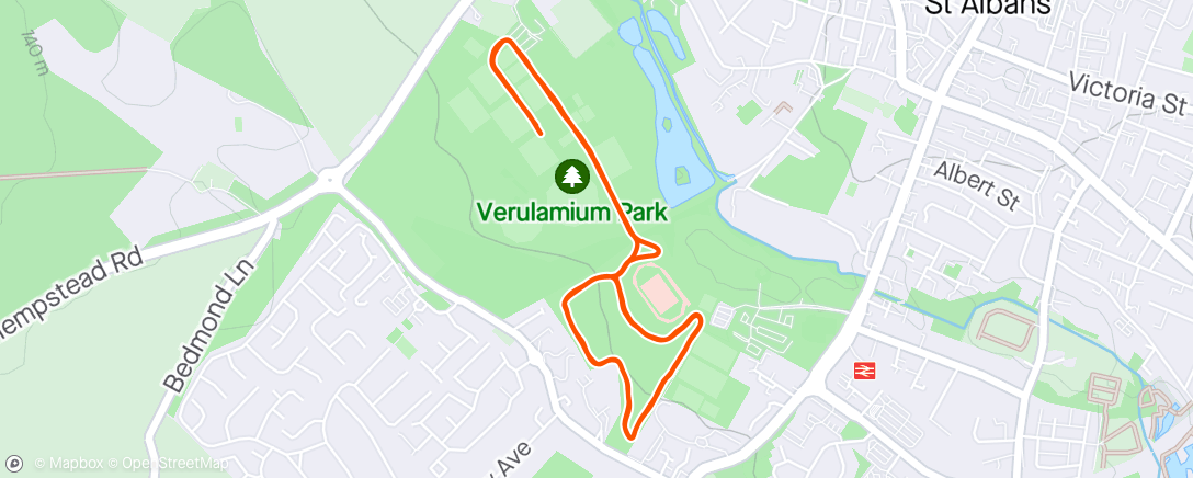 Map of the activity, St Albans Park Run