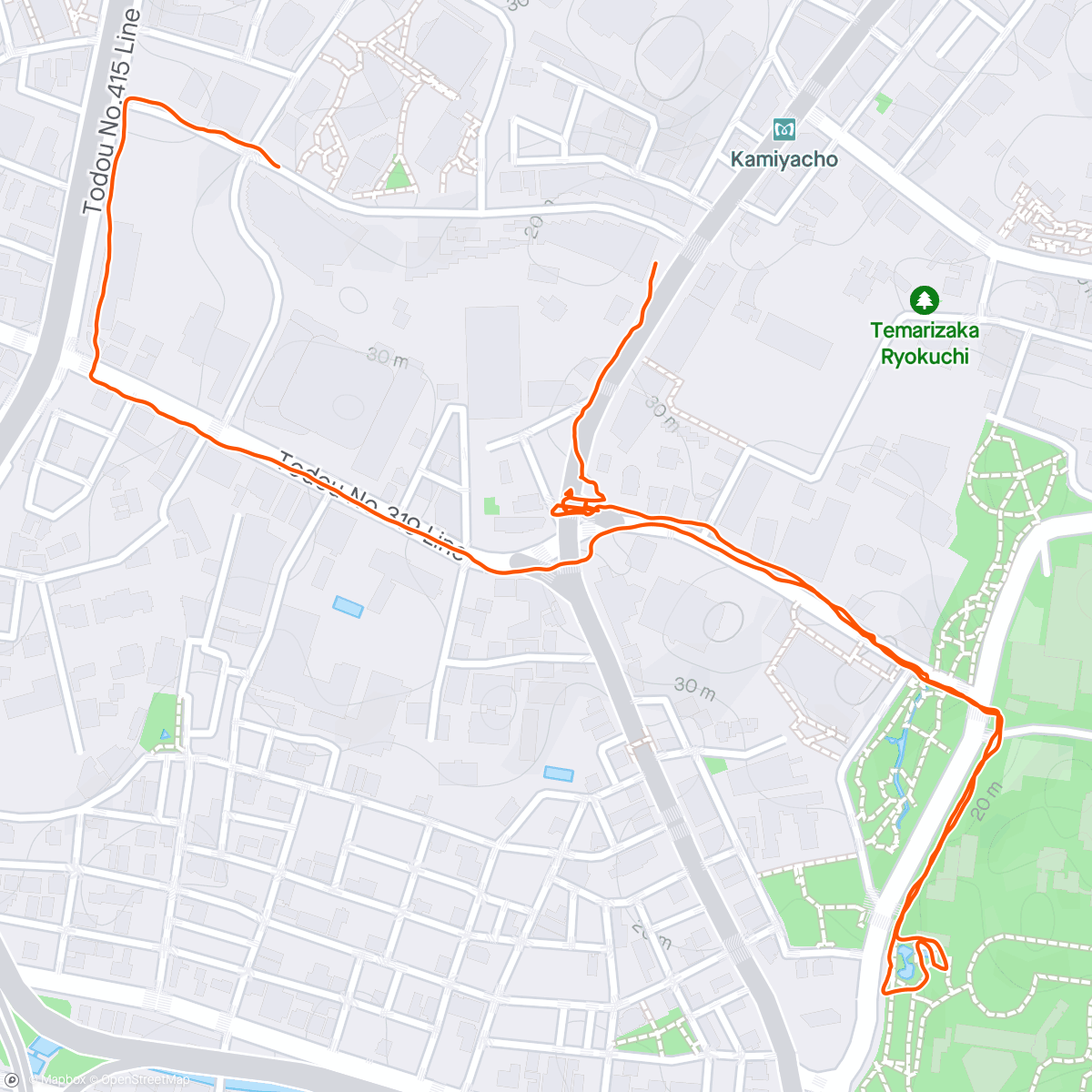 Map of the activity, 朝のお散歩、麻布台ヒルズ、東京タワー