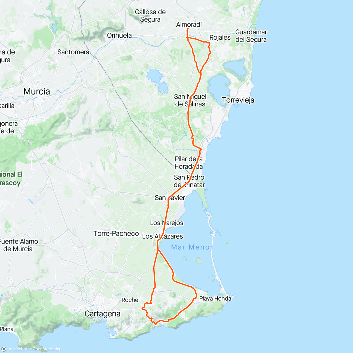 Mapa da atividade, Otro año más a Portman con la Peña Ciclista Dolores