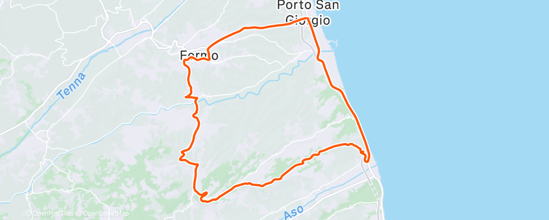 Map of the activity, Pedalata pomeridiana
