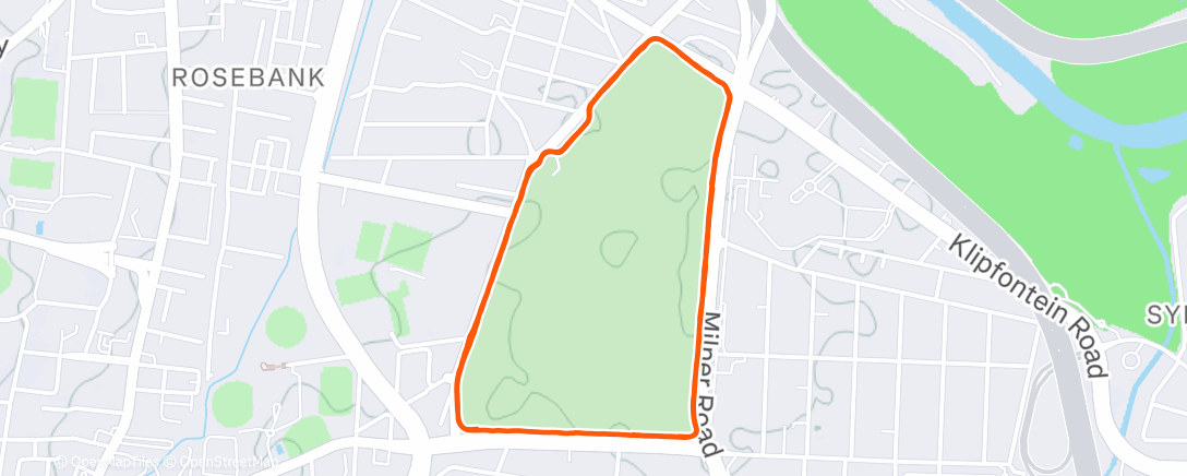 Map of the activity, Rondebosch parkrun