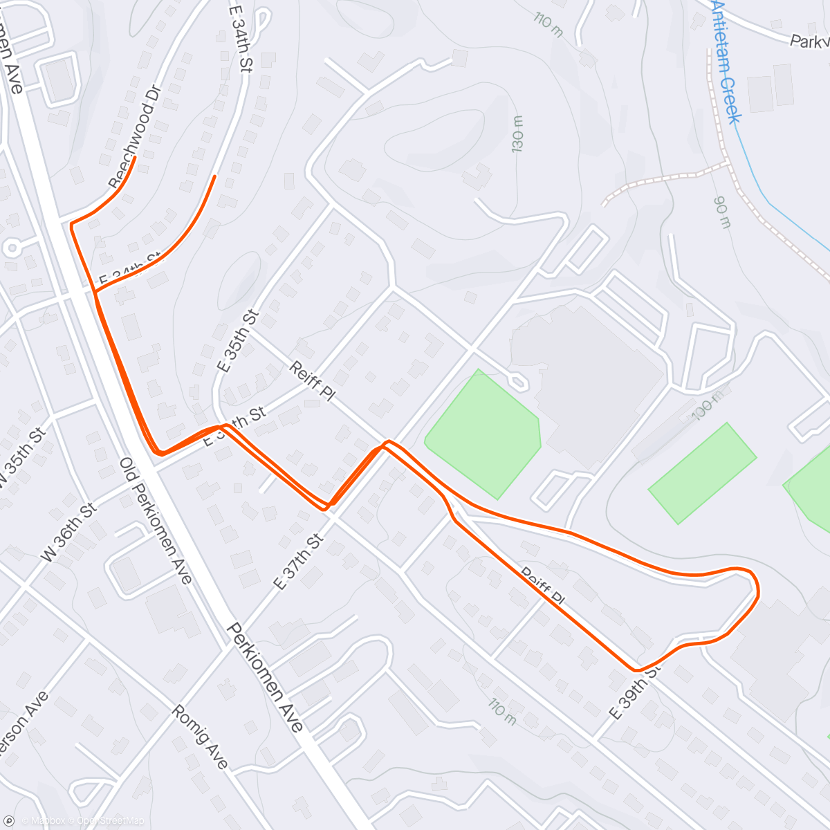 Map of the activity, Evening Walk 251