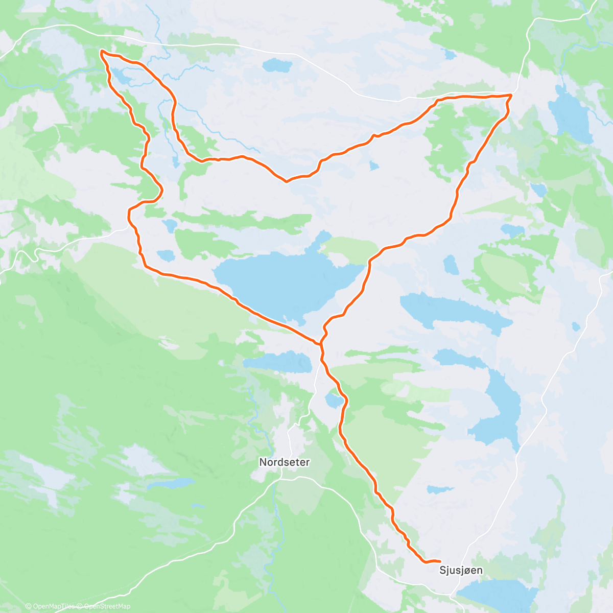 Map of the activity, Sjusjøen