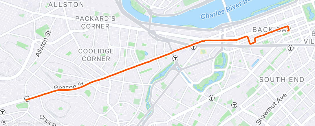 Map of the activity, Pre-race jog and number pickup