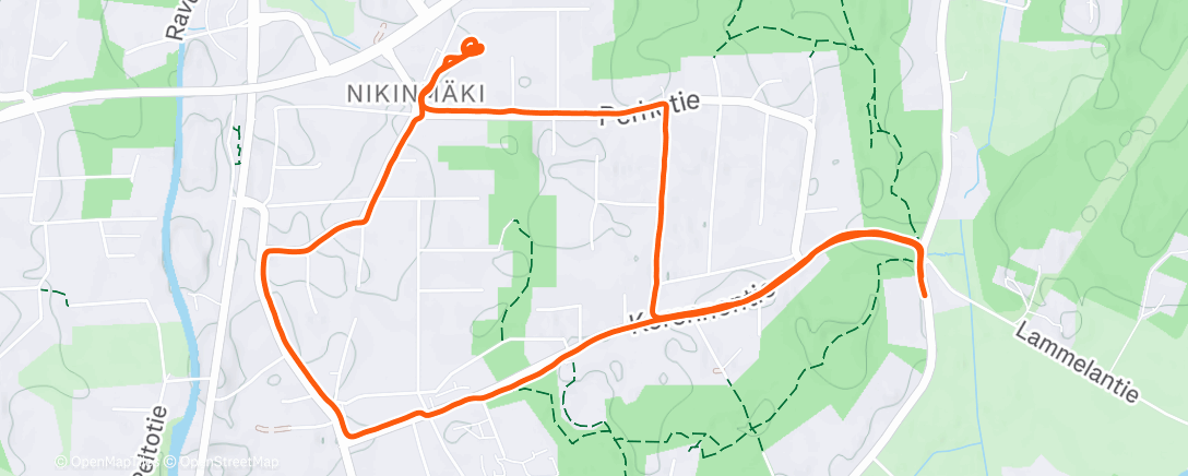 Map of the activity, Afternoon Run
