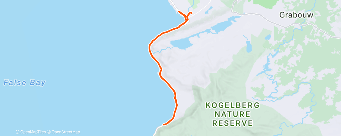 Map of the activity, Nice spin to Koelbaai - analogue MTB