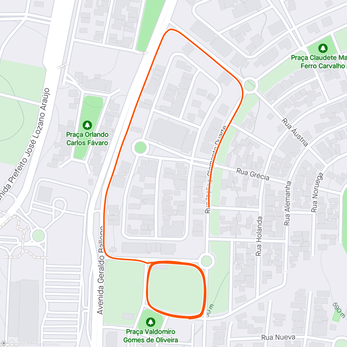 アクティビティ「Treino de corrida prof Pardal」の地図