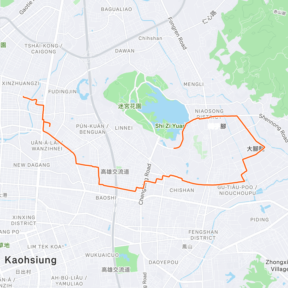 Map of the activity, Sunset run to the countryside!