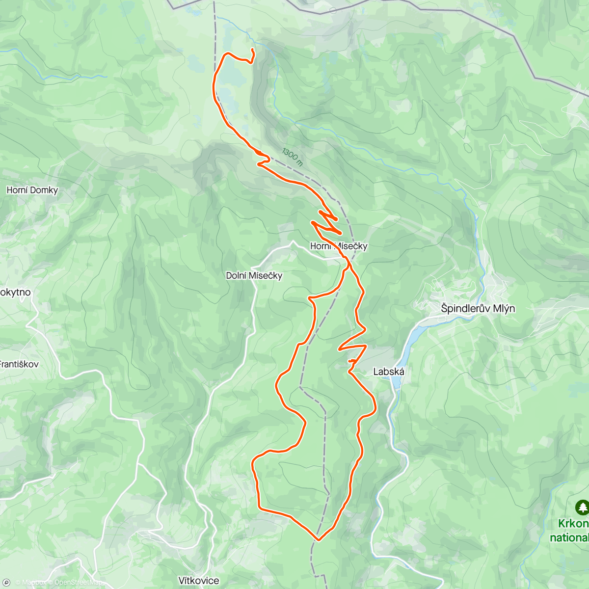 Mapa de la actividad (Pánská jízda do 1400 Gravel Ride)