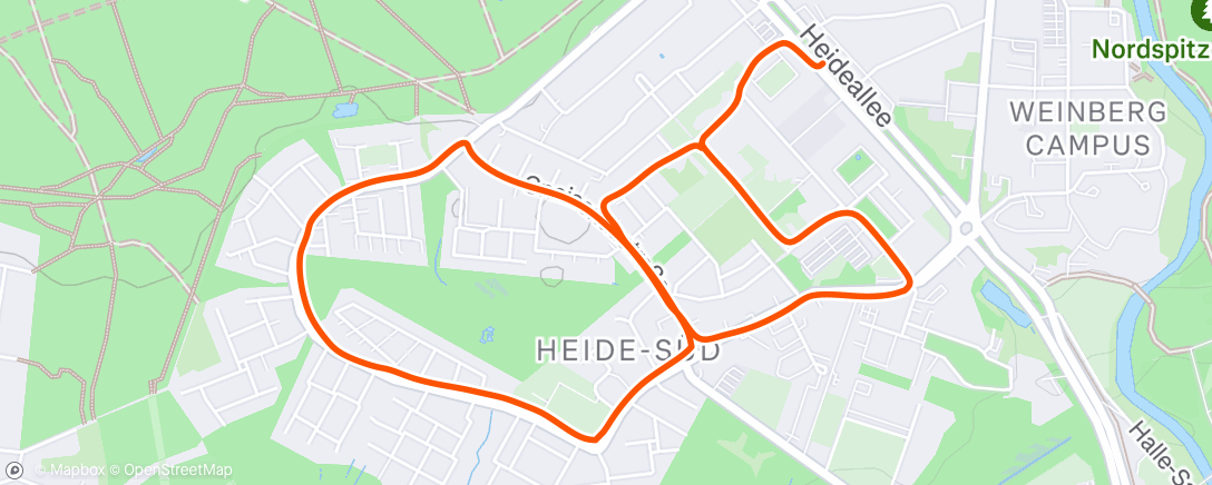 Map of the activity, Evening Run