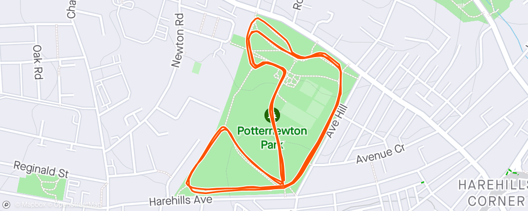 Map of the activity, Potternewton parkrun