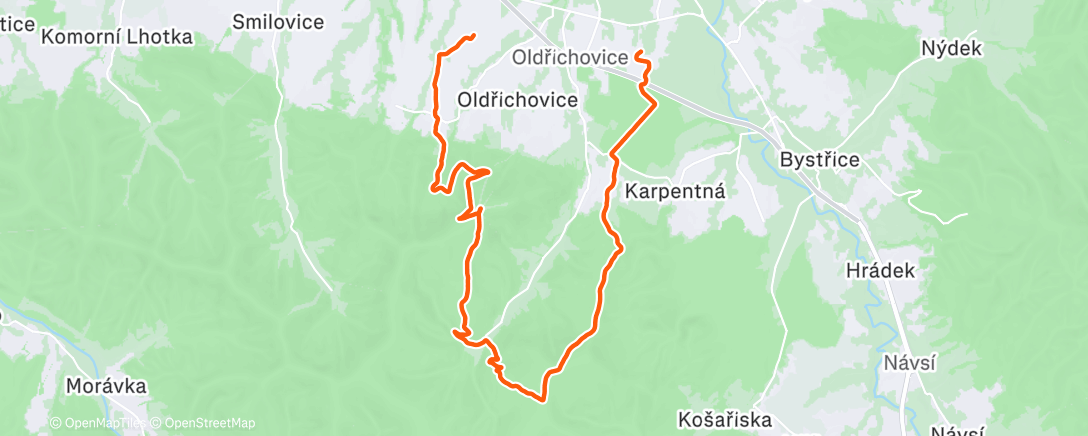 Map of the activity, Javorový -> Ostrý