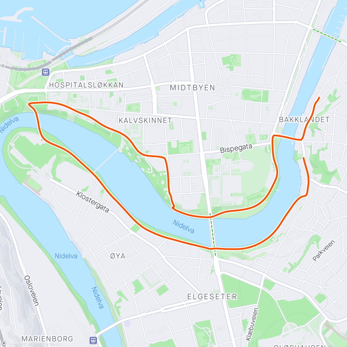 Map of the activity, Ferdig jogget kl. 10, caputcho på Bakklandet ❤️