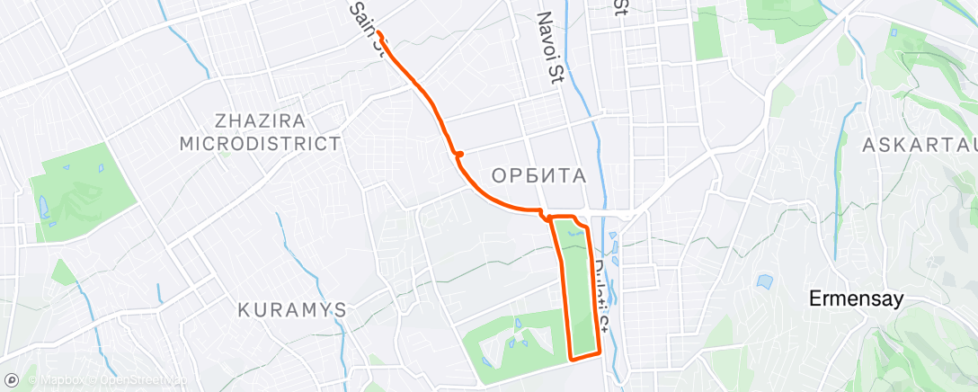 Map of the activity, Полуденный забег