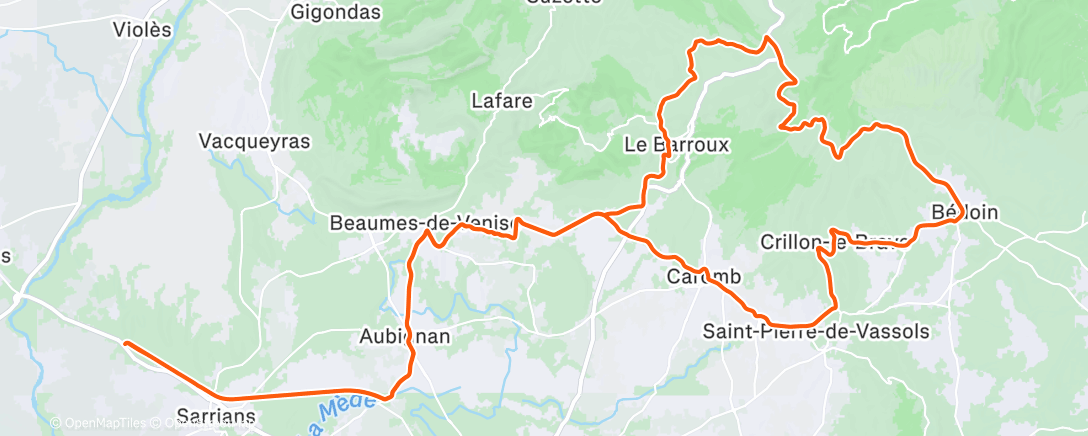 Map of the activity, Sortie vélo Festive 500