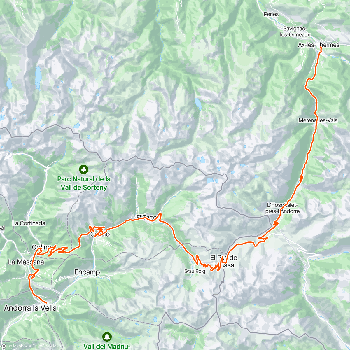Map of the activity, SFIDA Girona - Andorra #4.
