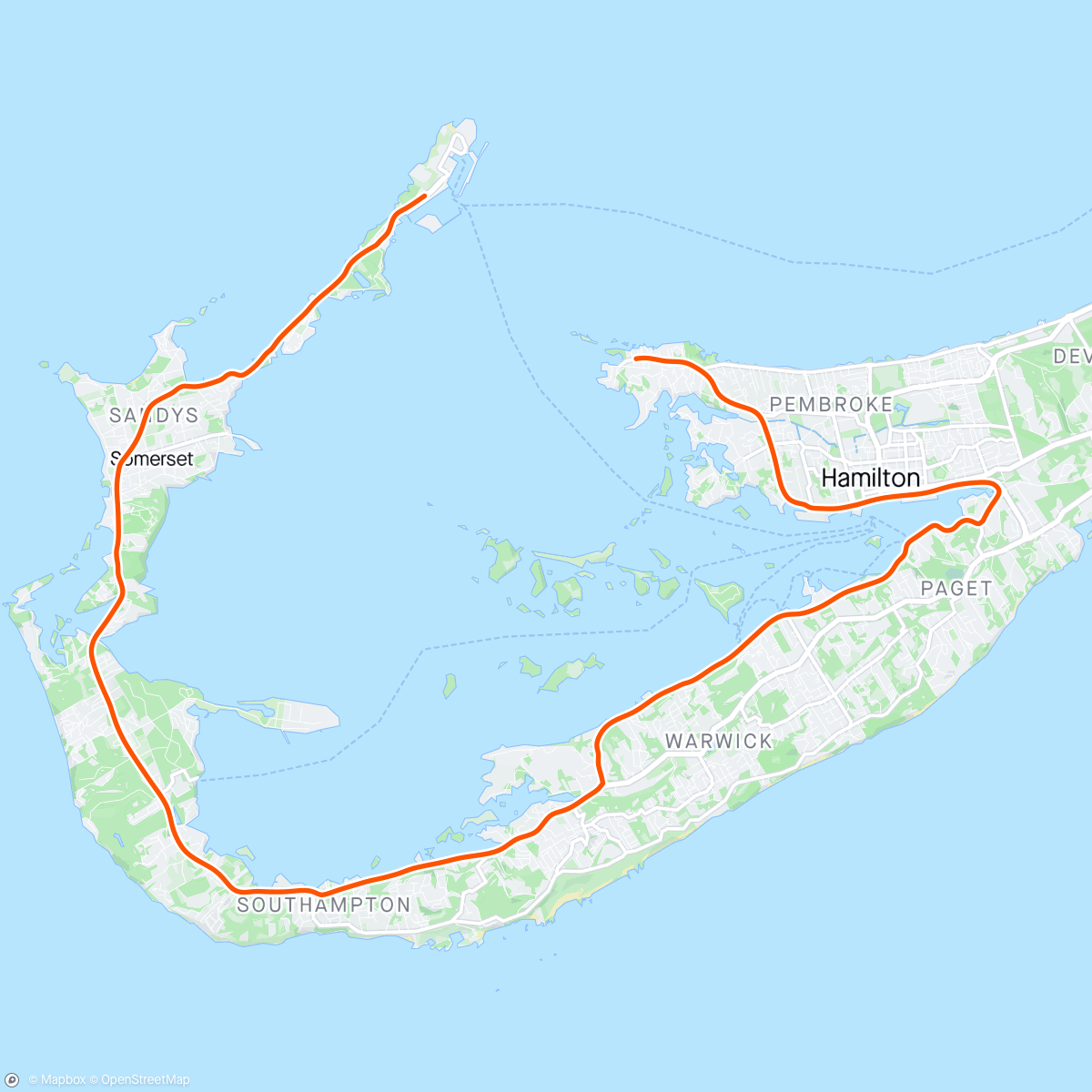 Carte de l'activité Kinomap - The Bermuda Island ride