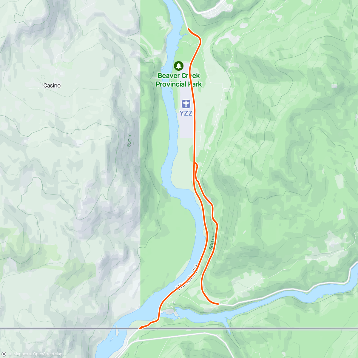 Map of the activity, Ride w Rachel