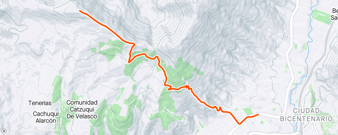 Map of the activity, Vuelta en bicicleta de montaña a la hora del almuerzo
